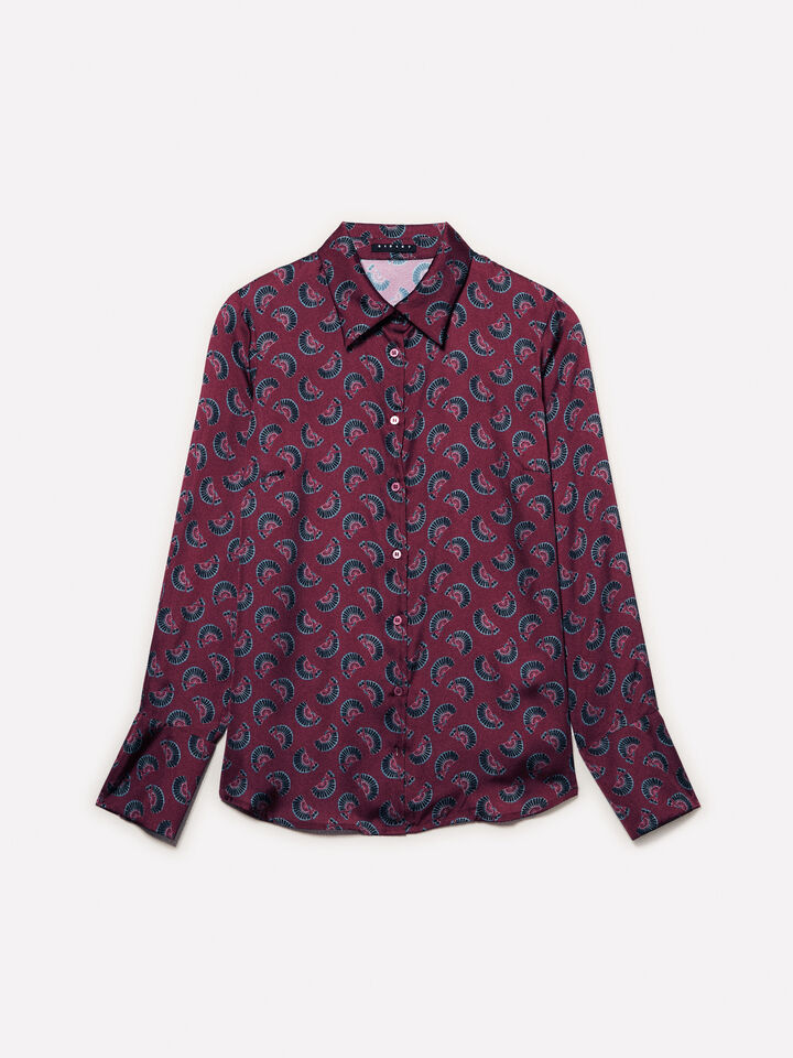 Blush shirt in printed satin - women's shirts - Blush | Sisley image number 5